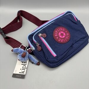 NWT Kipling Tarry Waist Belt Bag Navy  Pink Sling KIC9C5 Tarry Mod Monkey Blue